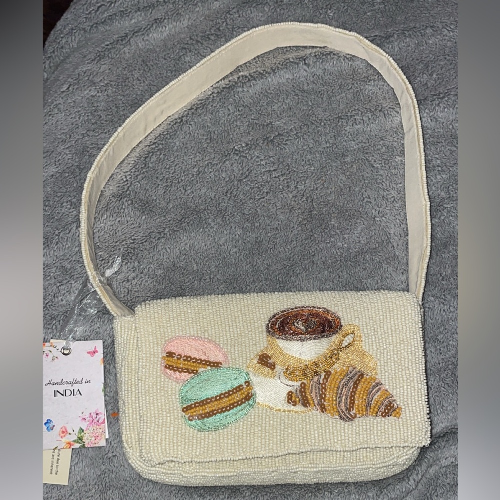 VIRAL India Beaded Cafe Shoulder Bag NWT  🥐